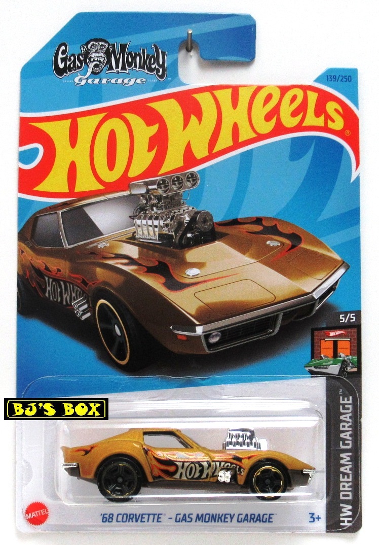 2023 Hot Wheels 1968 CORVETTE - GAS MONKEY GARAGE Matte Gold 2dr Race Car #139 HW Dream Garage 5/5 New