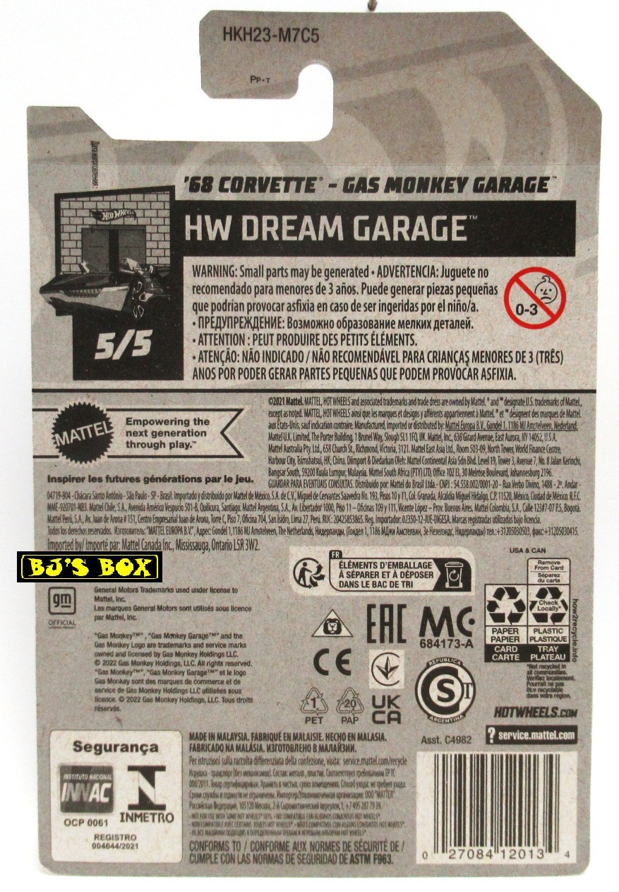2023 Hot Wheels 1968 CORVETTE - GAS MONKEY GARAGE Matte Gold 2dr Race Car #139 HW Dream Garage 5/5 New - Image 2