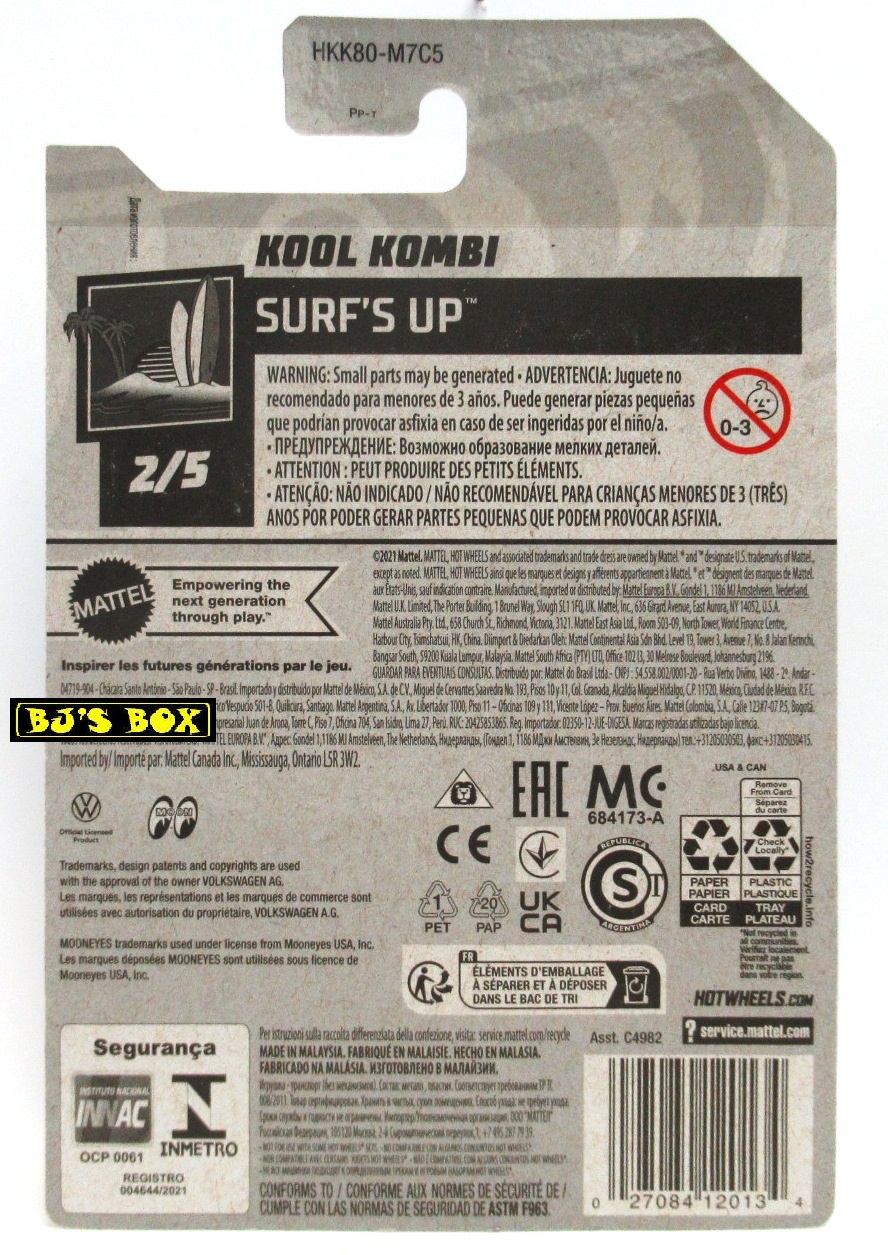 2023 Hot Wheels KOOL KOMBI Gray Micro-Bus Moon Eyes VW Van Racer #49 Surf's Up 2/5 New - Image 2