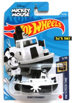 Hot Wheels 2021 DISNEY STEAMBOAT #193/250 Black & White Mickey Mouse Boat HW Screen Time 9/10 New