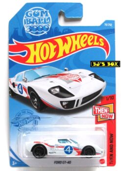 2021 Hot Wheels FORD GT-40 #78/250 White Gum Ball Rally 3000 Race Car #1/10 Then & Now Series New