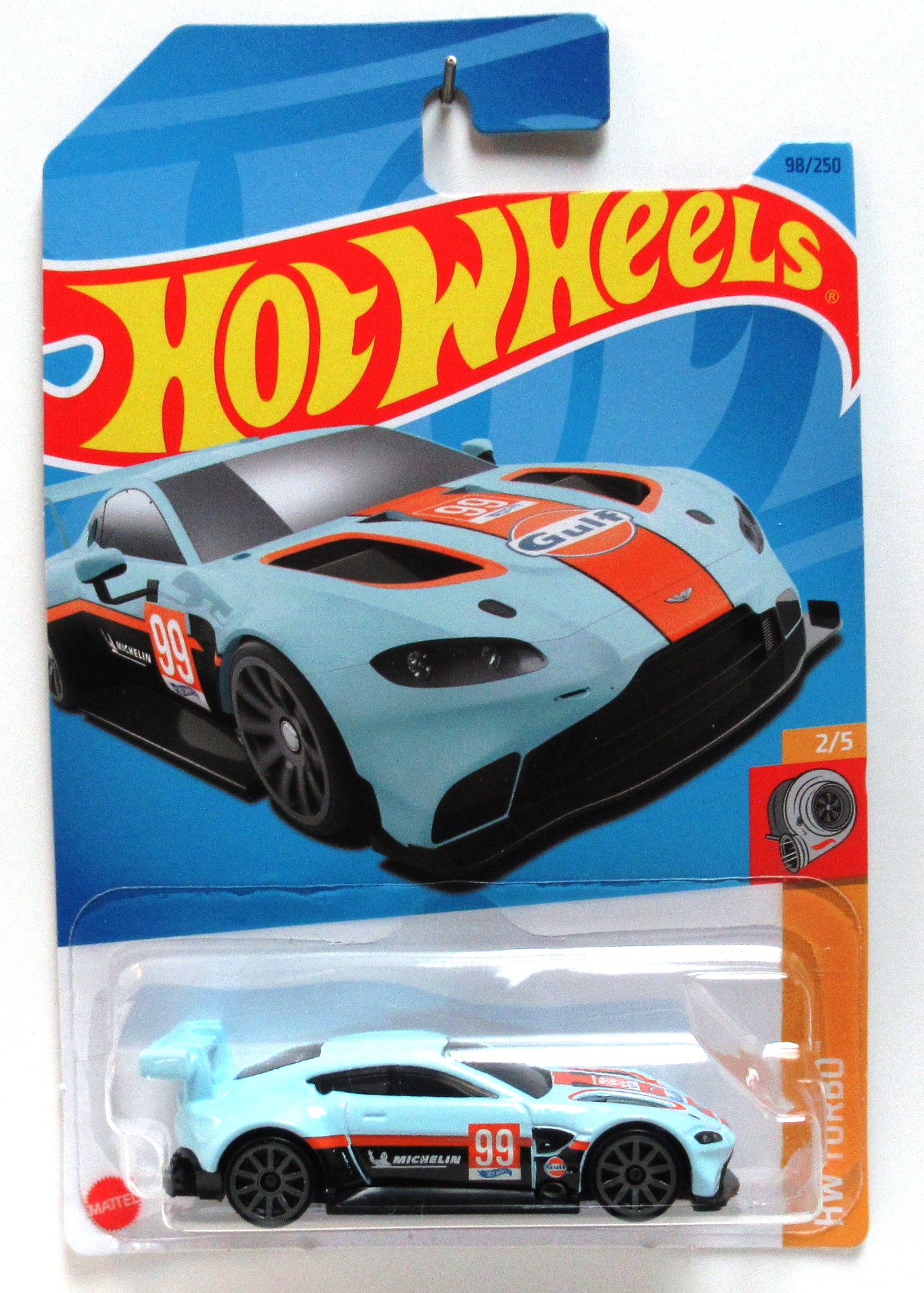 2023 Hot Wheels ASTON MARTIN VANTAGE GTE Blue Orange Race Car #98/ HW Turbo 2/5 New