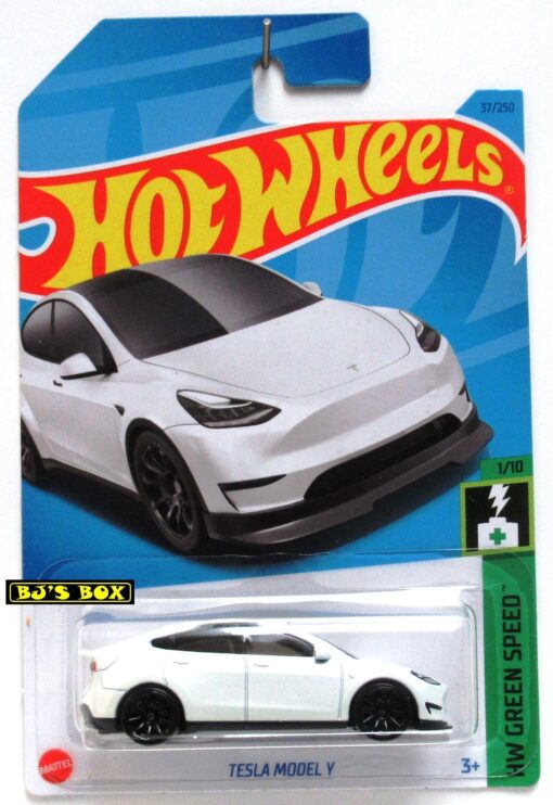 2023 Hot Wheels TESLA MODEL Y White 4dr Electric Car #37 HW Green Speed 1/10 New