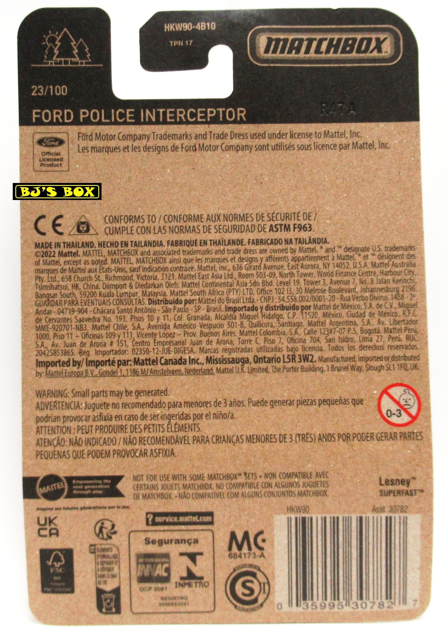 2023 Matchbox FORD POLICE INTERCEPTOR Grey Orange Black #23/100 70th Special Edition New - Image 2