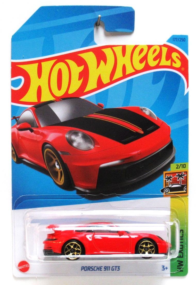 2023 Hot Wheels PORSCHE 911 GT3 Red Black German Sports Car #177 HW Exotics 2/10 New