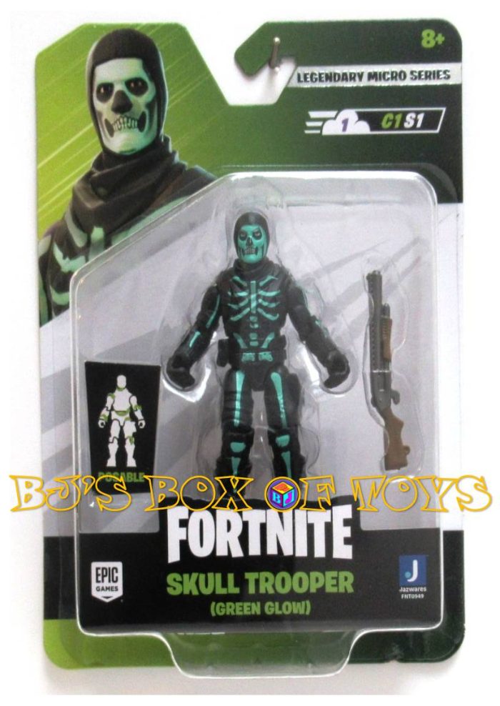 FORTNITE Legendary Micro Series #18 SKULL TROOPER (Green Glow) 2.5in. Figure and Accessory C1S1 New