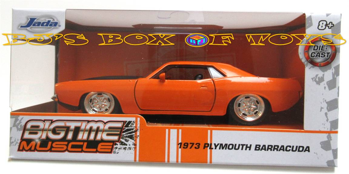 Jada Toys Die-Cast 1973 PLYMOUTH BARRACUDA Orange Mopar Classic BigTime Muscle 1:32 Scale New