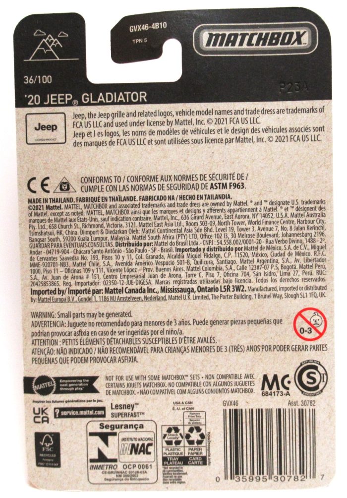 2021 Matchbox '20 JEEP GLADIATOR Blue 4X4 Pickup Truck No Doors #36/100 MBX Off-Road New - Image 2