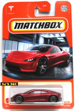 2021 Matchbox TESLA ROADSTER Matte Red Electric 2dr. Sports Car #4/100 MBX Showroom New