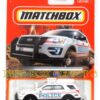 2024 Matchbox 2016 FORD INTERCEPTOR UTILITY White Explorer Police SUV No Number MBX Road Trip New