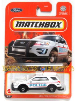 2024 Matchbox 2016 FORD INTERCEPTOR UTILITY White Explorer Police SUV No Number MBX Road Trip New