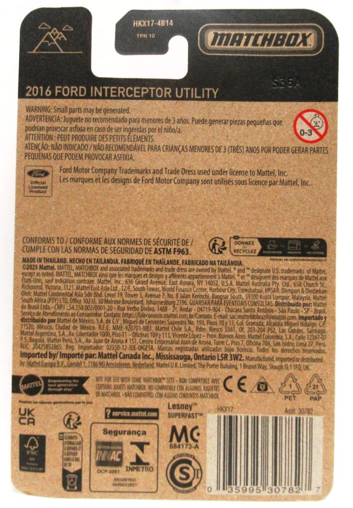 2023 Matchbox 2016 FORD INTERCEPTOR UTILITY White Explorer Police SUV #26 No Number On Card New - Image 2