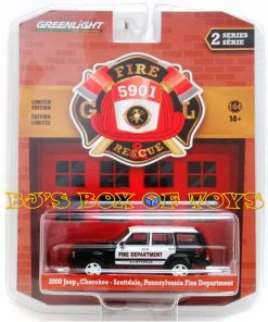 GreenLight Collectibles Fire Rescue 2000 JEEP CHEROKEE Black White Scottdale PA Fire Dept. 5901 New