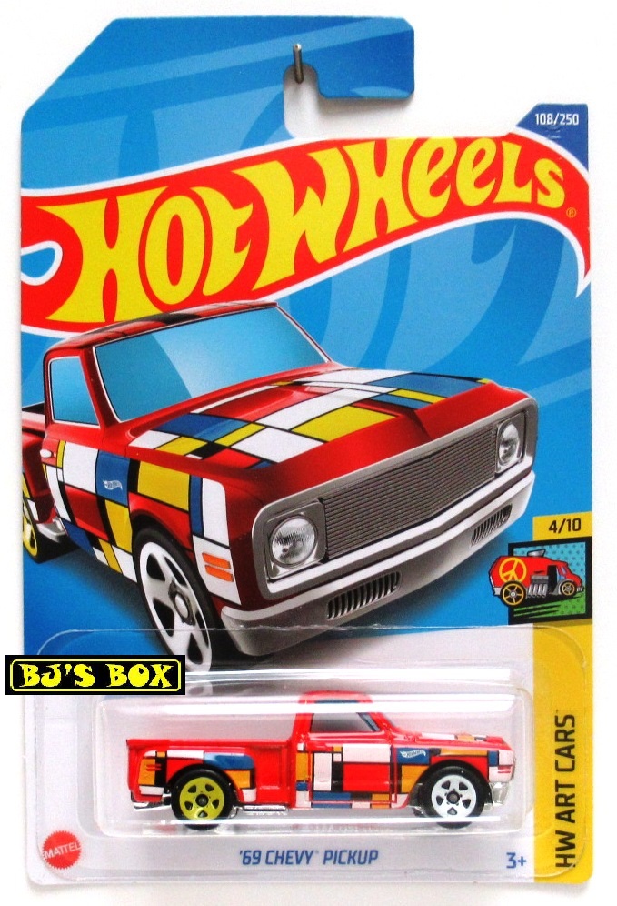 2022 Hot Wheels '69 CHEVY PICKUP Red Multi-Color #108/250 HW Art Cars #4/10 Classic Sidestep Pickup New