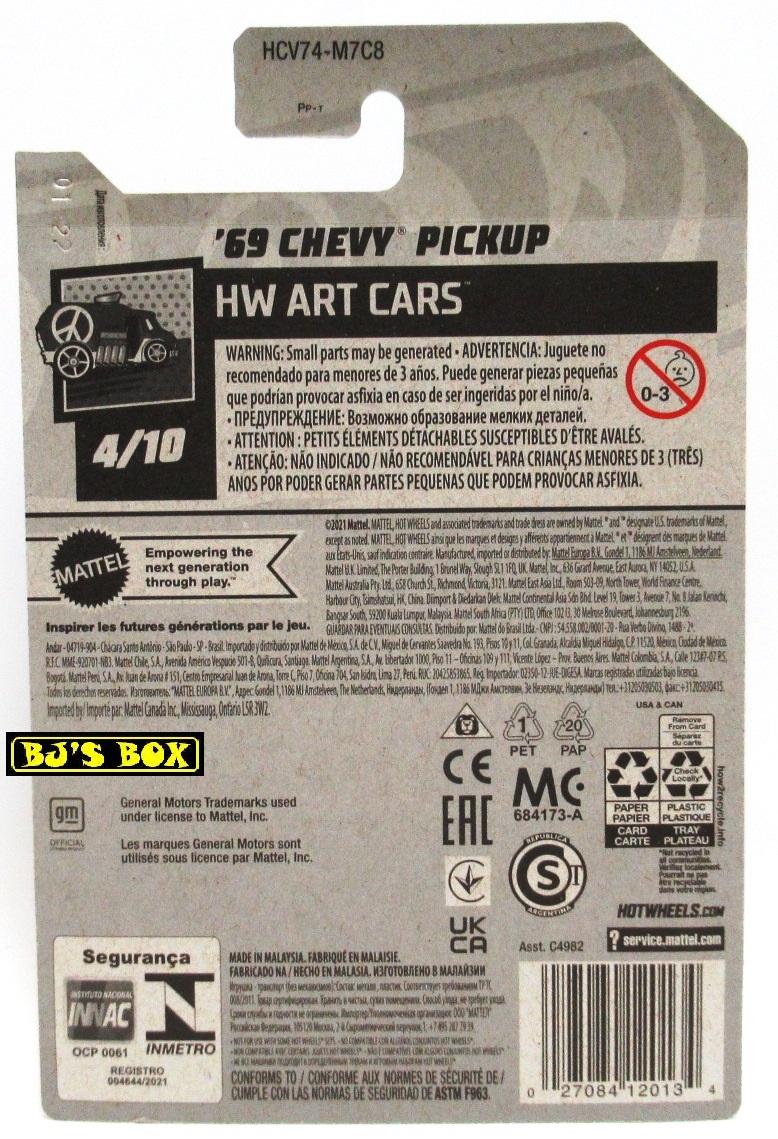 2022 Hot Wheels '69 CHEVY PICKUP Red Multi-Color #108/250 HW Art Cars #4/10 Classic Sidestep Pickup New - Image 2