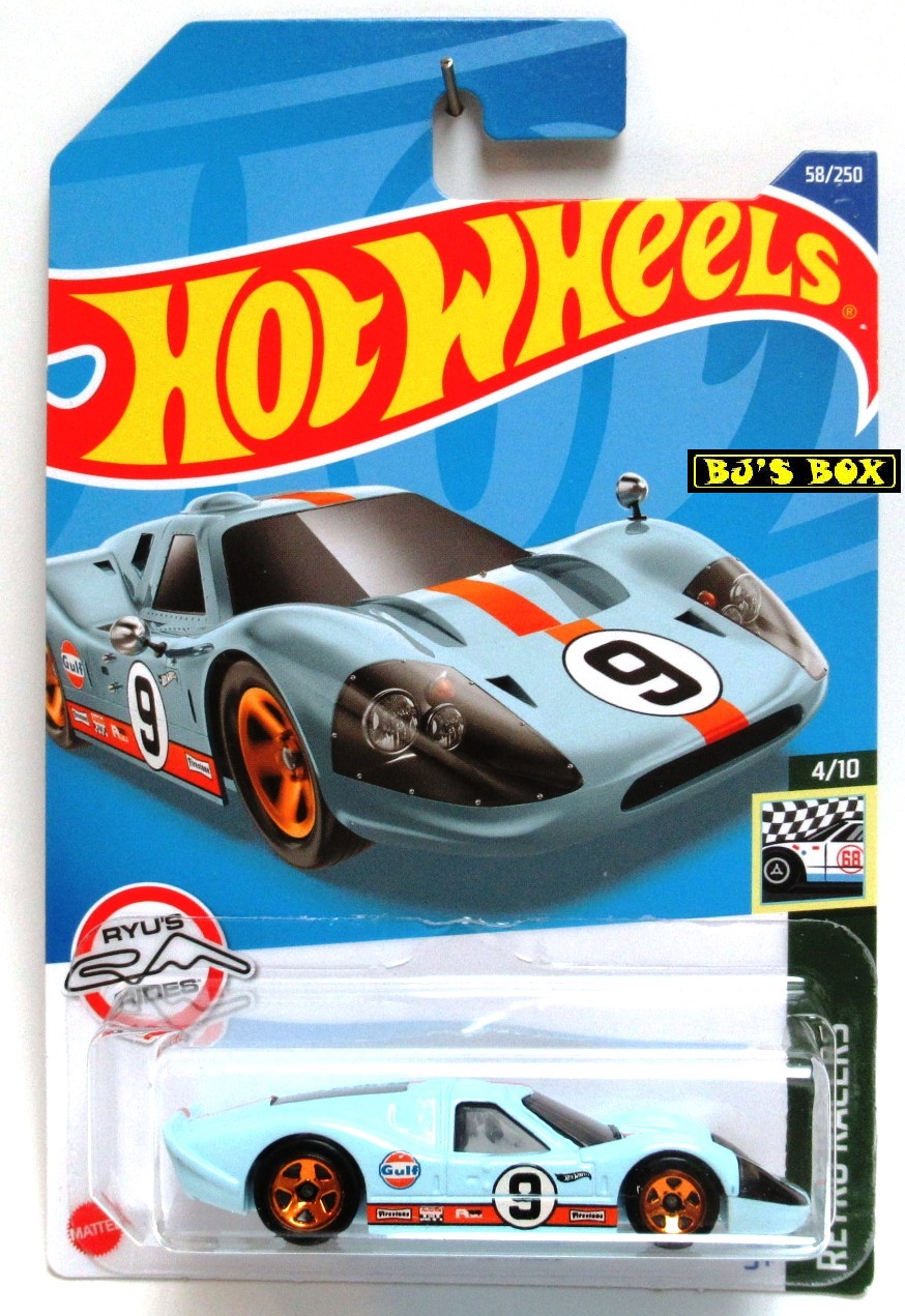 2022 Hot Wheels ‘67 FORD GT40 MARK IV #58/250 Blue Orange Heritage RYU'S Race Car Retro Racers 4/10 New