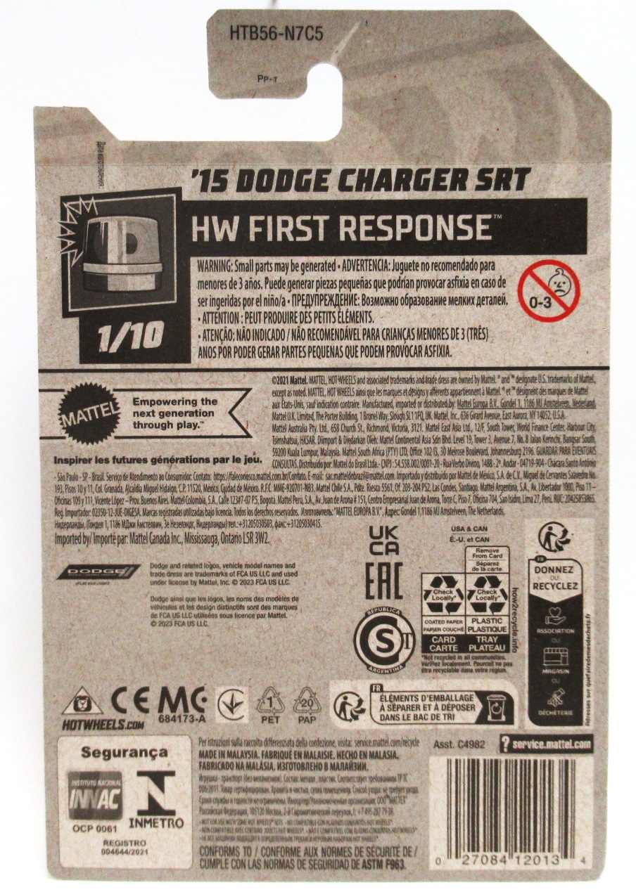 2024 Hot Wheels '15 DODGE CHARGER SRT Red Airlines Runway Marshal #7 HW First Response 1/10 New - Image 2