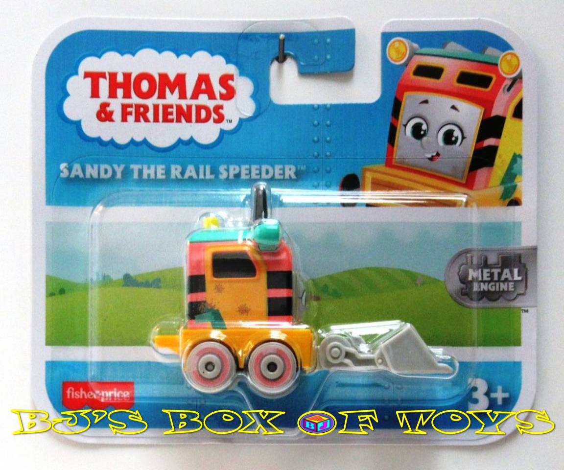 Thomas and Friends Train Car SANDY THE RAIL SPEEDER Pink Blue Fisher Price Metal Die-Cast New
