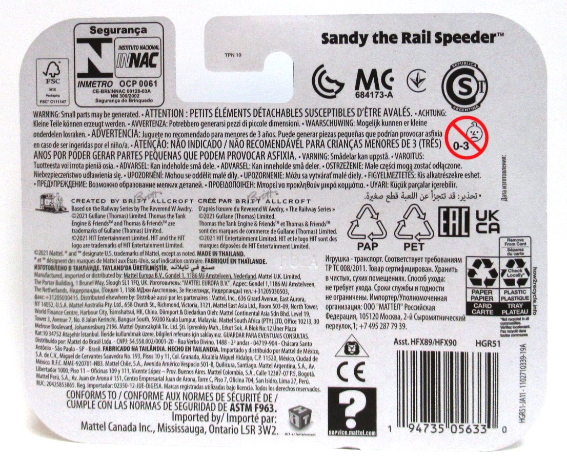 Thomas and Friends Train Car SANDY THE RAIL SPEEDER Pink Blue Fisher Price Metal Die-Cast New - Image 2