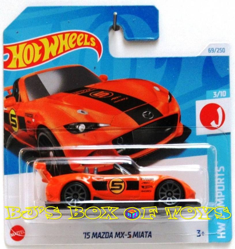 2024 Hot Wheels '15 MAZDA MX-5 MIATA Orange Racing Sports Car #69 Short Card HW J-Imports 3/10 New