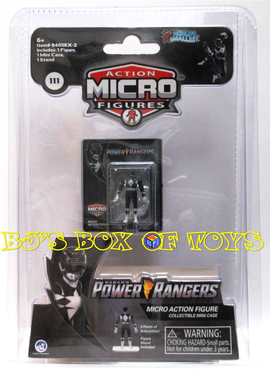 World's Smallest POWER RANGERS Black Ranger Micro Action Figure Toy with Stand and Card New
