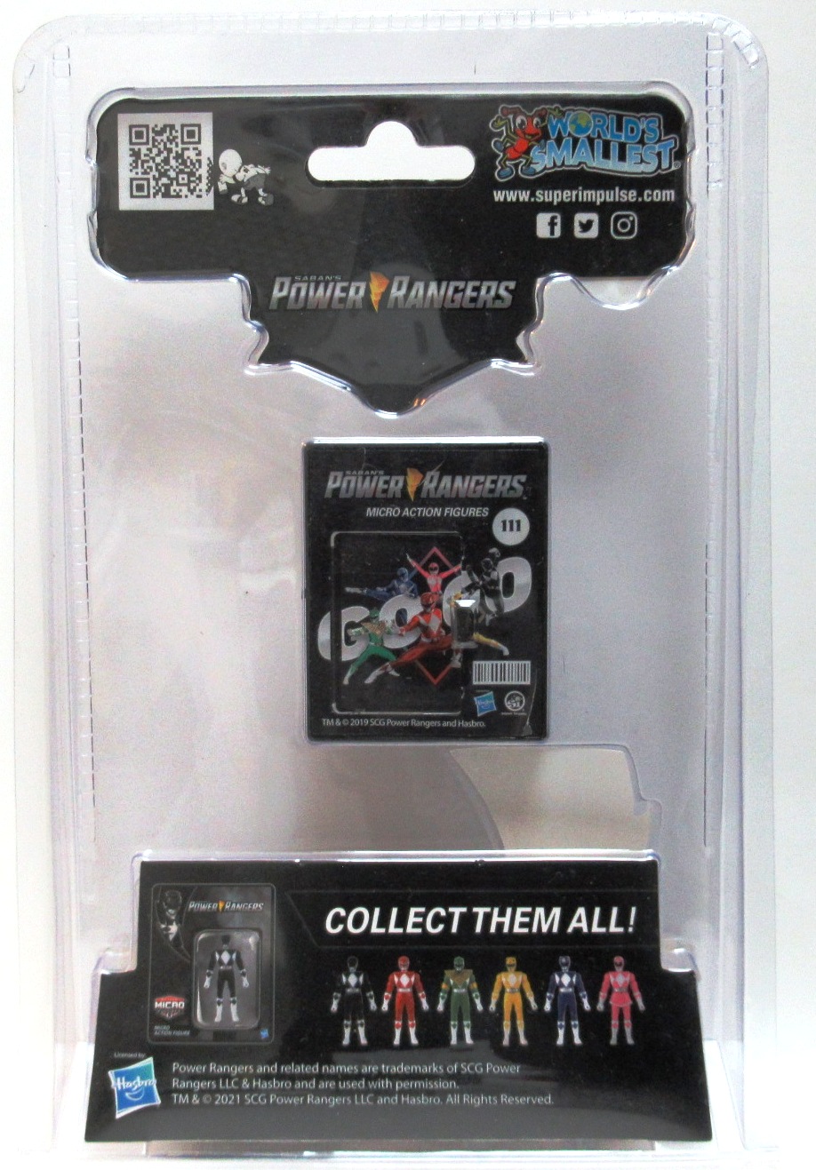 World's Smallest POWER RANGERS Black Ranger Micro Action Figure Toy with Stand and Card New - Image 2