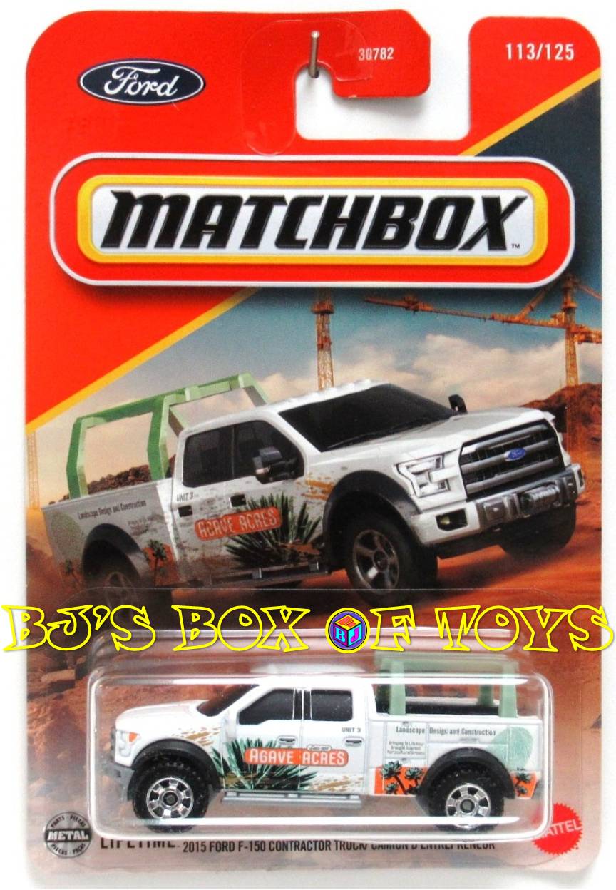 2025 Matchbox 2015 Ford F-150 Contractor Truck White Pickup #113 Agave Acres Landscaping New