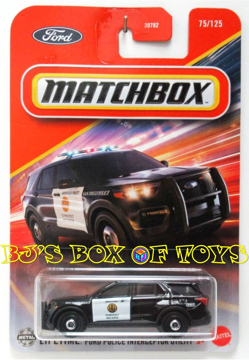 2025 Matchbox FORD POLICE INTERCEPTOR UTILITY Black White #75 MBX Rescue San Diego