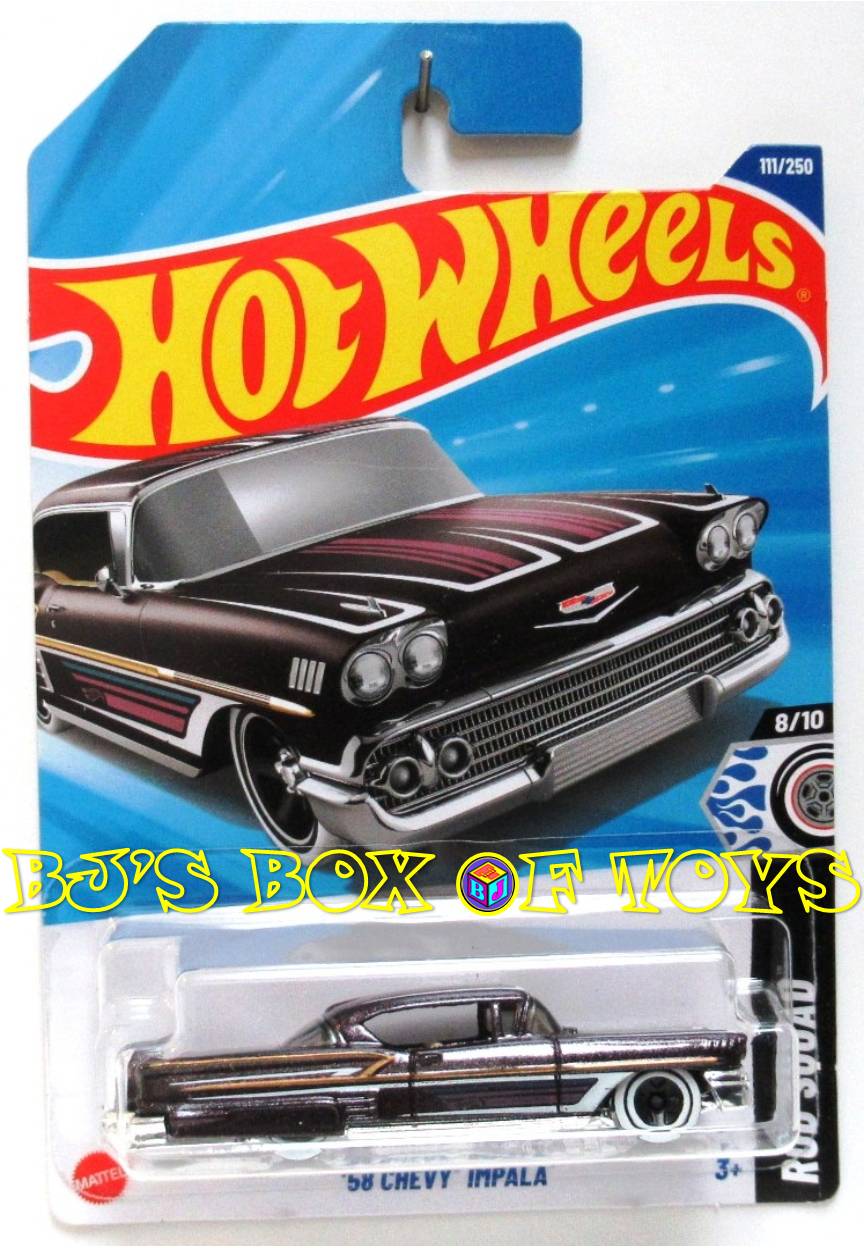 2025 Hot Wheels '58 CHEVY IMPALA Purple Gold Custom Classic #111 Rod Squad 8/10 New