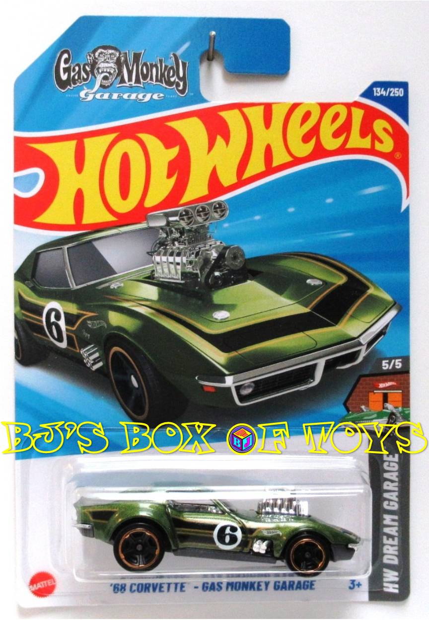 2025 Hot Wheels '68 CORVETTE - GAS MONKEY GARAGE Green Custom Race Car #134 HW Dream Garage 5/5 New