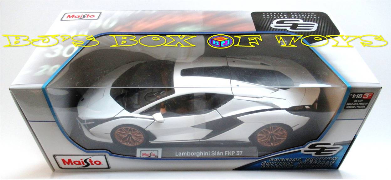 LAMBORGHINI SIAN FKP 37 White 1:18 Scale Maisto Hybrid Electric Exotic Italian Mid-Engine Sports Car New