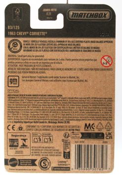 2025 Matchbox 1963 CHEVY CORVETTE Blue Convertible Classic Roadster Muscle Car #83/125 MBX City New