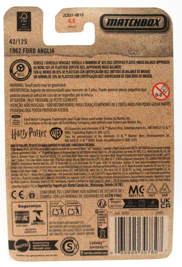 2024 Matchbox 1962 FORD ANGLIA Blue Harry Potter #42 New - Image 2