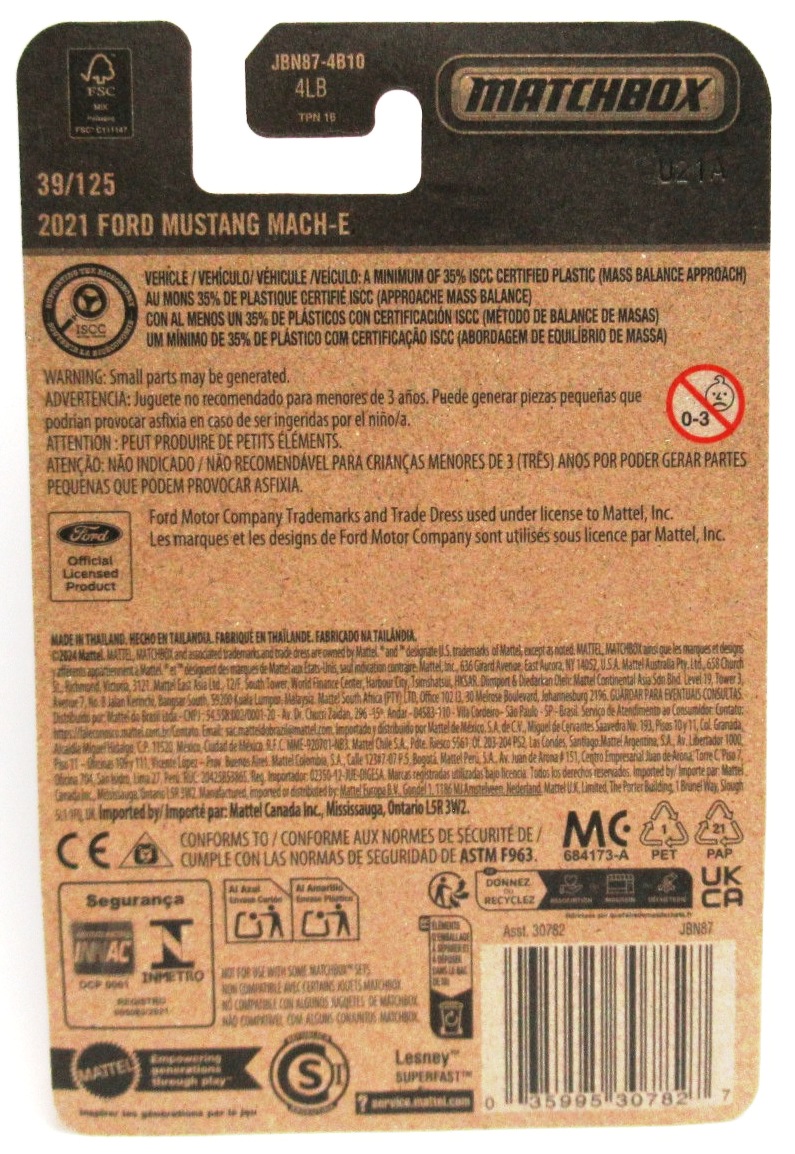 2025 Matchbox 2021 FORD MUSTANG MACH-E Orange #39 New - Image 2