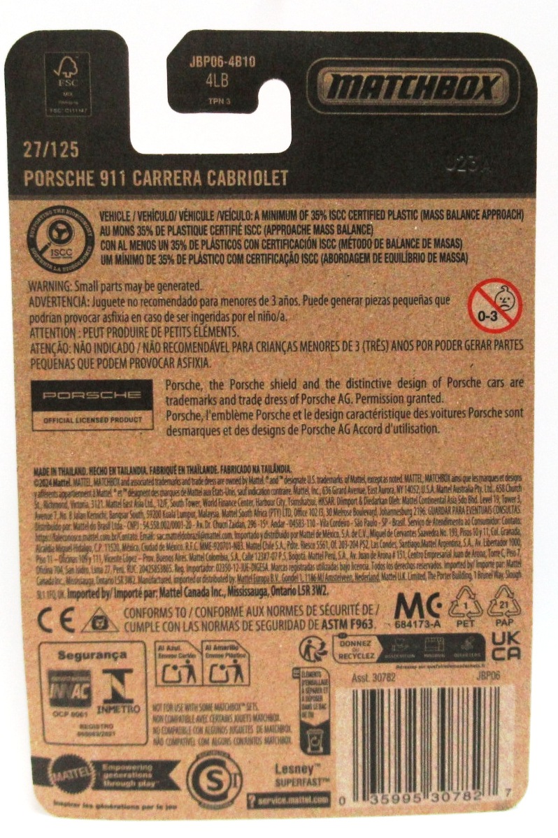 2025 Matchbox PORSCHE 911 CARRERA CABRIOLET Gray #27 New - Image 2