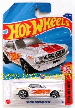 2025 Hot Wheels '67 FORD MUSTANG COUPE White Red Flames Custom Muscle Car #121 Then and Now 1/10 New