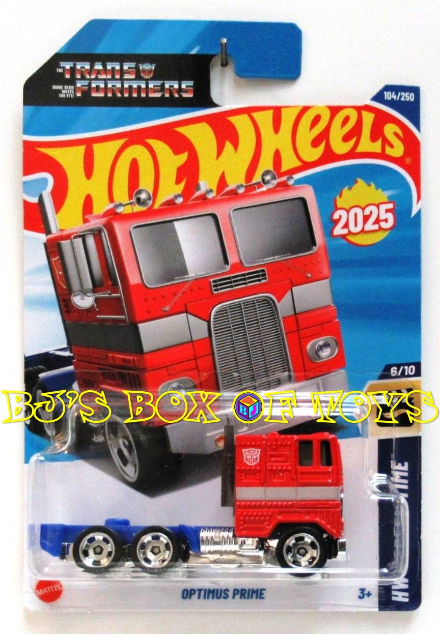 2025 Hot Wheels OPTIMUS PRIME Red Blue Big Rig Transformers Movie Truck #104 HW Screen Time 6/10 New