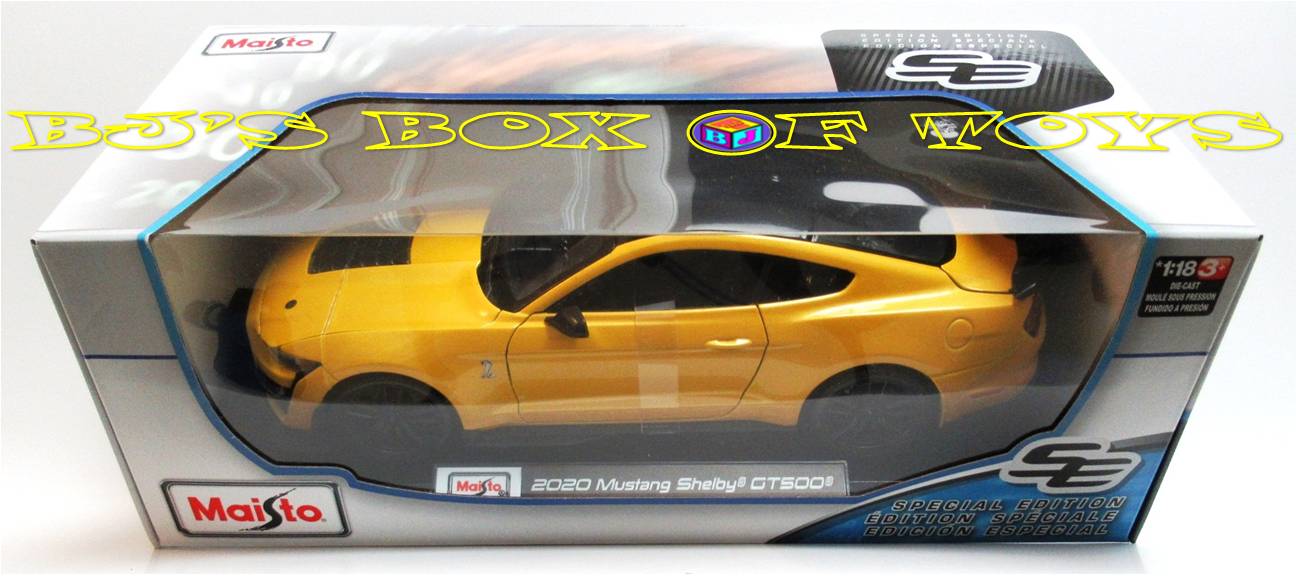 2020 MUSTANG SHELBY GT500 Yellow Black 1:18 Scale Maisto Special Edition Ford Factory Muscle Car New