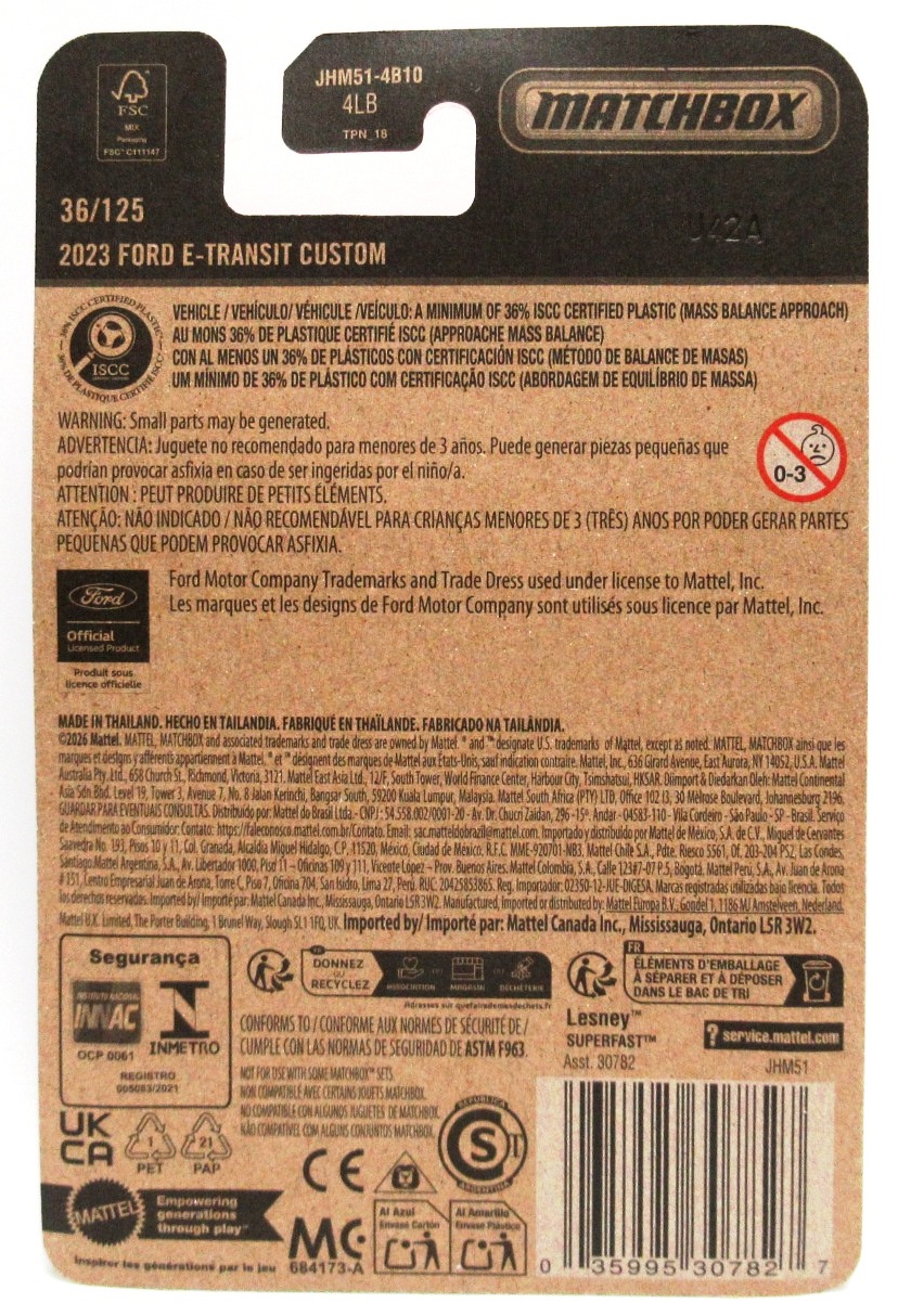 2026 Matchbox 2023 FORD E-TRANSIT CUSTOM Blue #36 New - Image 2