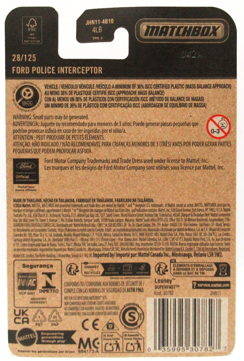2026 Matchbox FORD POLICE INTERCEPTOR Silver #28 New - Image 2