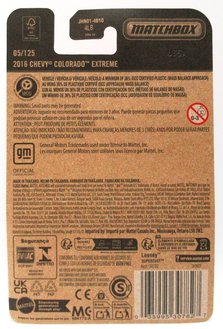 2026 Matchbox 2016 CHEVY COLORADO EXTREME Green #05 New - Image 2