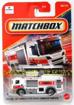 2026 Matchbox 2021 SCANIA XT FIRE TRUCK White Red Emergency First Response Vehicle #08/125 MBX Rescue New