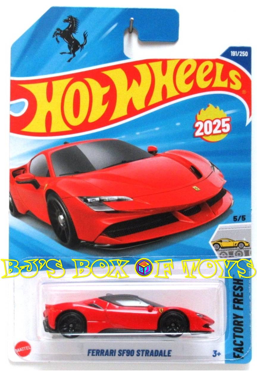 2025 Hot Wheels FERRARI SF90 STRADALE Red Italian Exotic PHEV Hybrid Sports Car #191 Factory Fresh 5/5 New