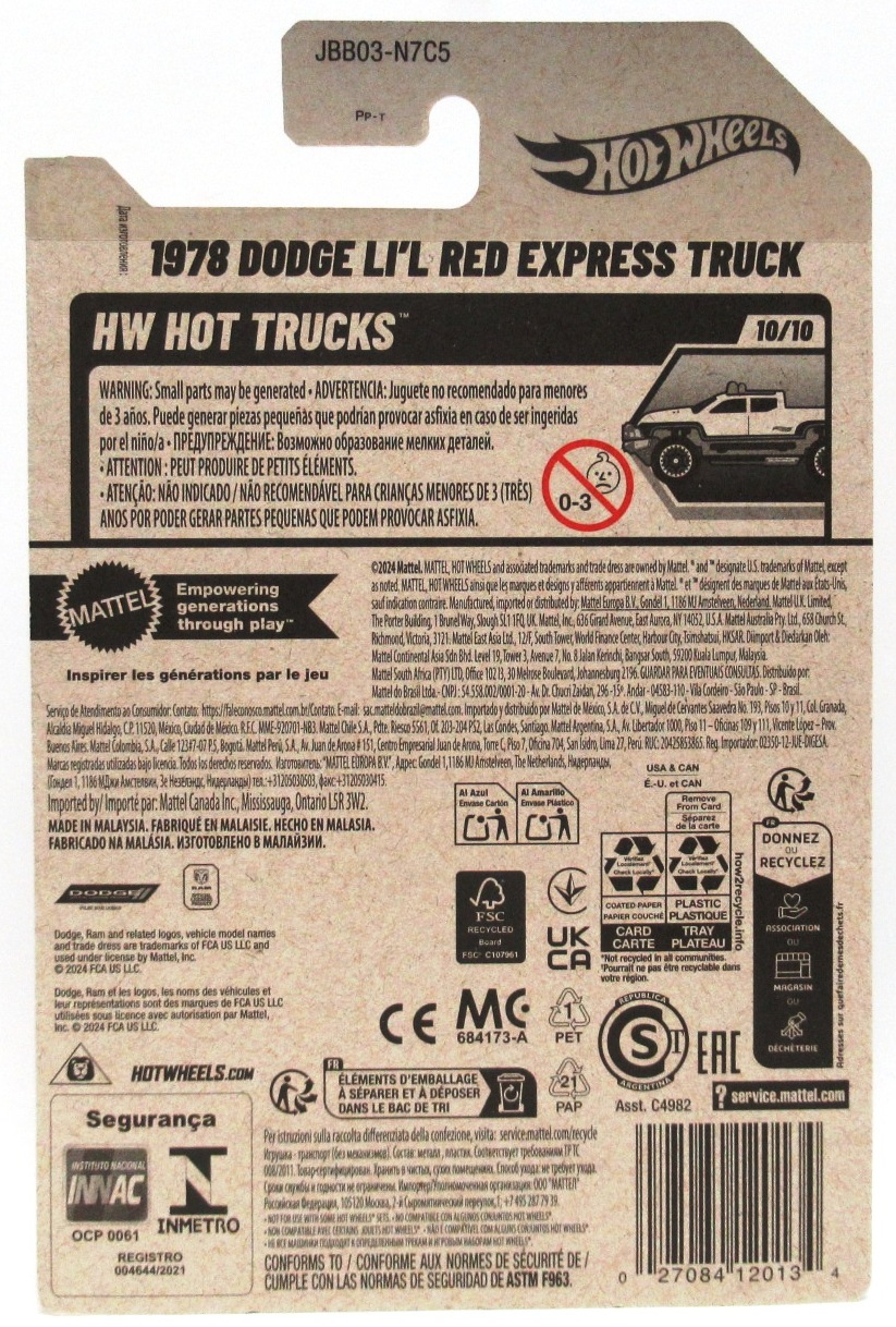 2025 Hot Wheels 1978 DODGE LIL RED EXPRESS TRUCK White #173 New - Image 2
