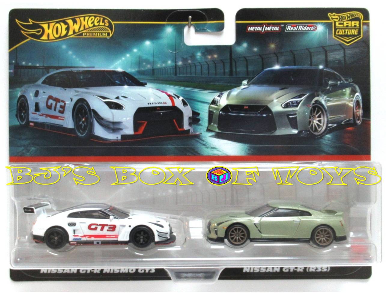 2025 Hot Wheels Premium NISSAN GT-R NISMO GT3 and GT-R (R35) Real Riders Car Culture 2 Pack New