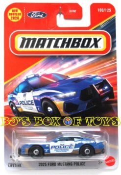 2026 Matchbox 2025 FORD MUSTANG POLICE Blue White State Trooper Pursuit Car #100/125 MBX Rescue New