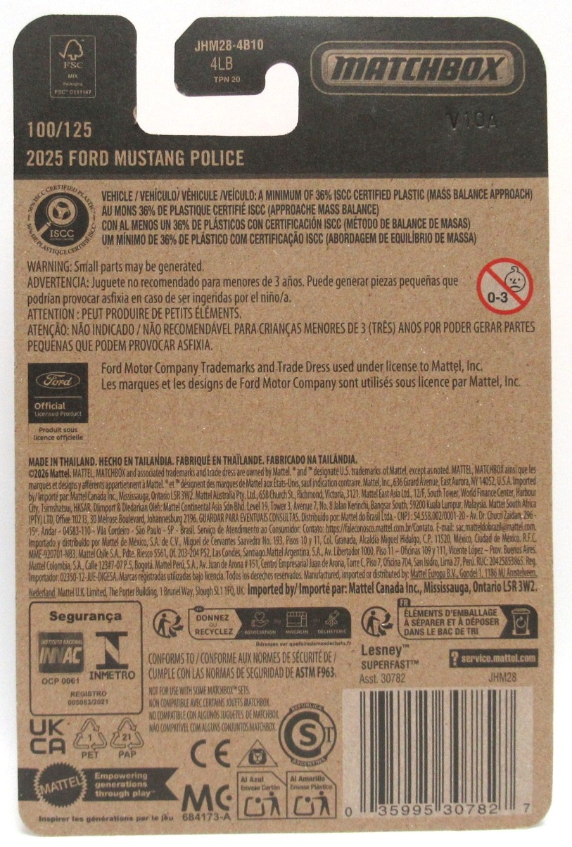 2026 Matchbox 2025 FORD MUSTANG POLICE Blue #100 New - Image 2