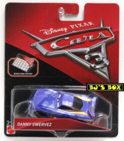 Disney Pixar Cars 3 DANIEL SWERVEZ Movie Character Die-Cast Race Track Car with Mini Poster New