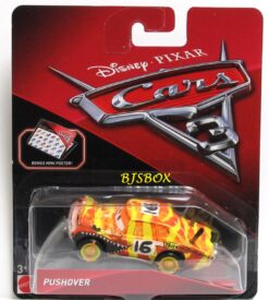 Disney Pixar Cars 3 PUSHOVER Movie Character Die-Cast Race Track Car with Mini Poster New