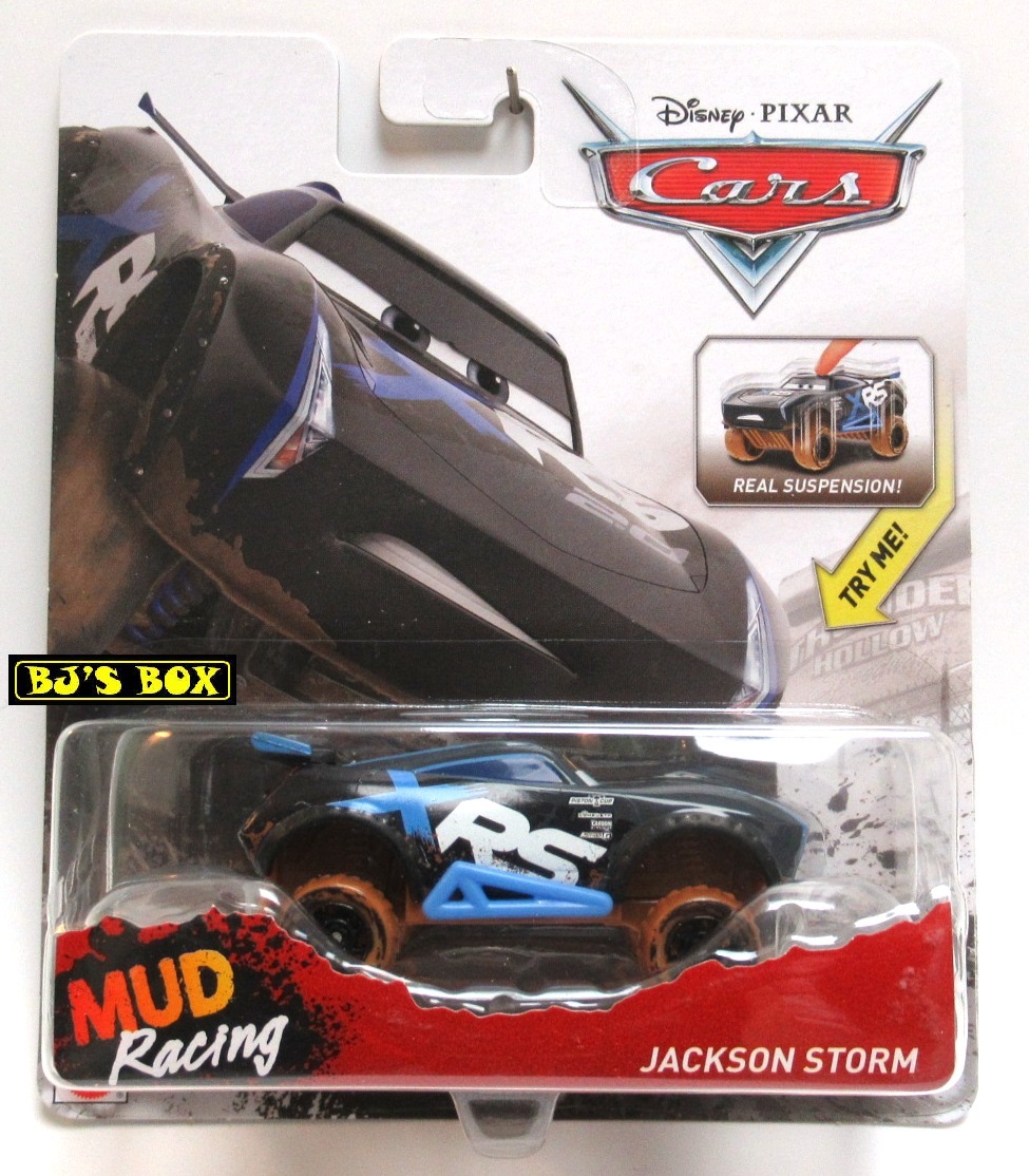 Disney Pixar Cars XRS Mud Racing JACKSON STORM Black Real Suspension Off-Road Racer New